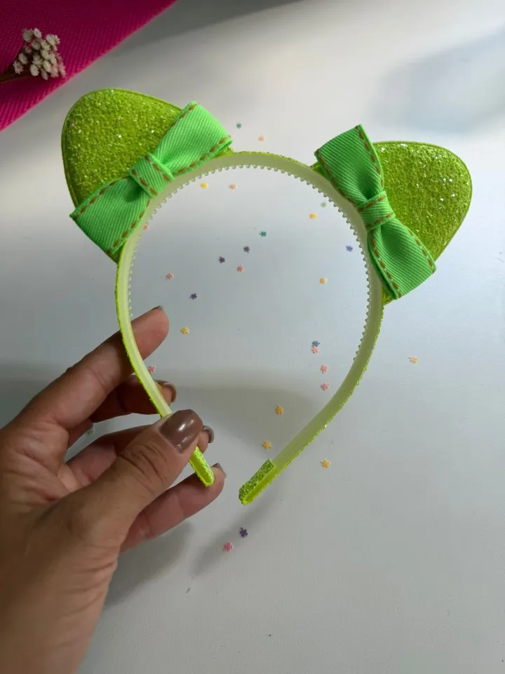 Tiara Orelhinha Verde Neon