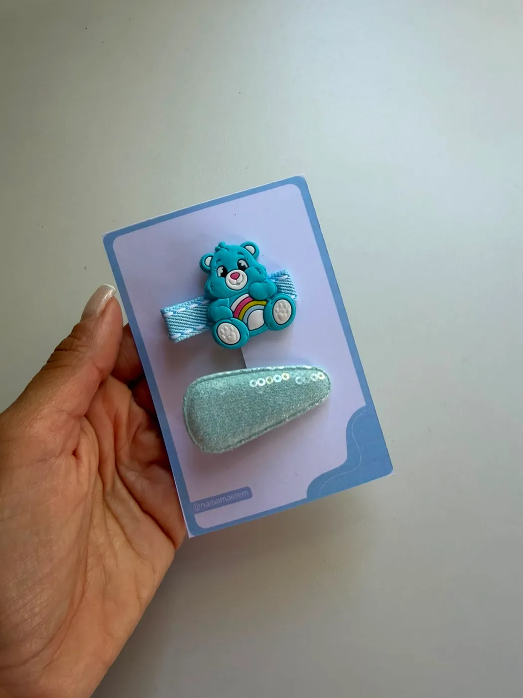 Kit Laço Ursinho Carinhoso Azul e Hairclip