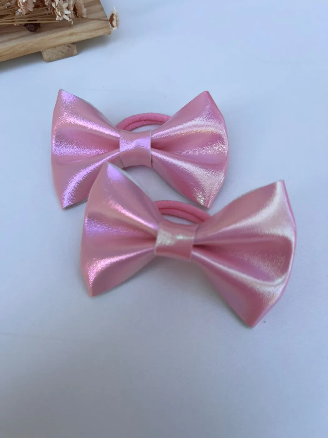 Parzinho de Xuxinha Laço Metalizado Rosa Bebê
