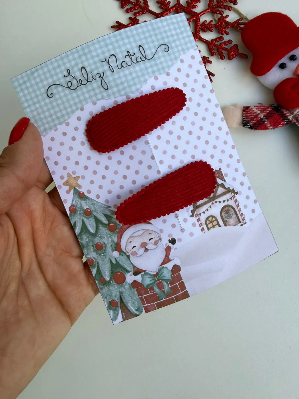 Parzinho Hairclip Snap Vermelho Natal