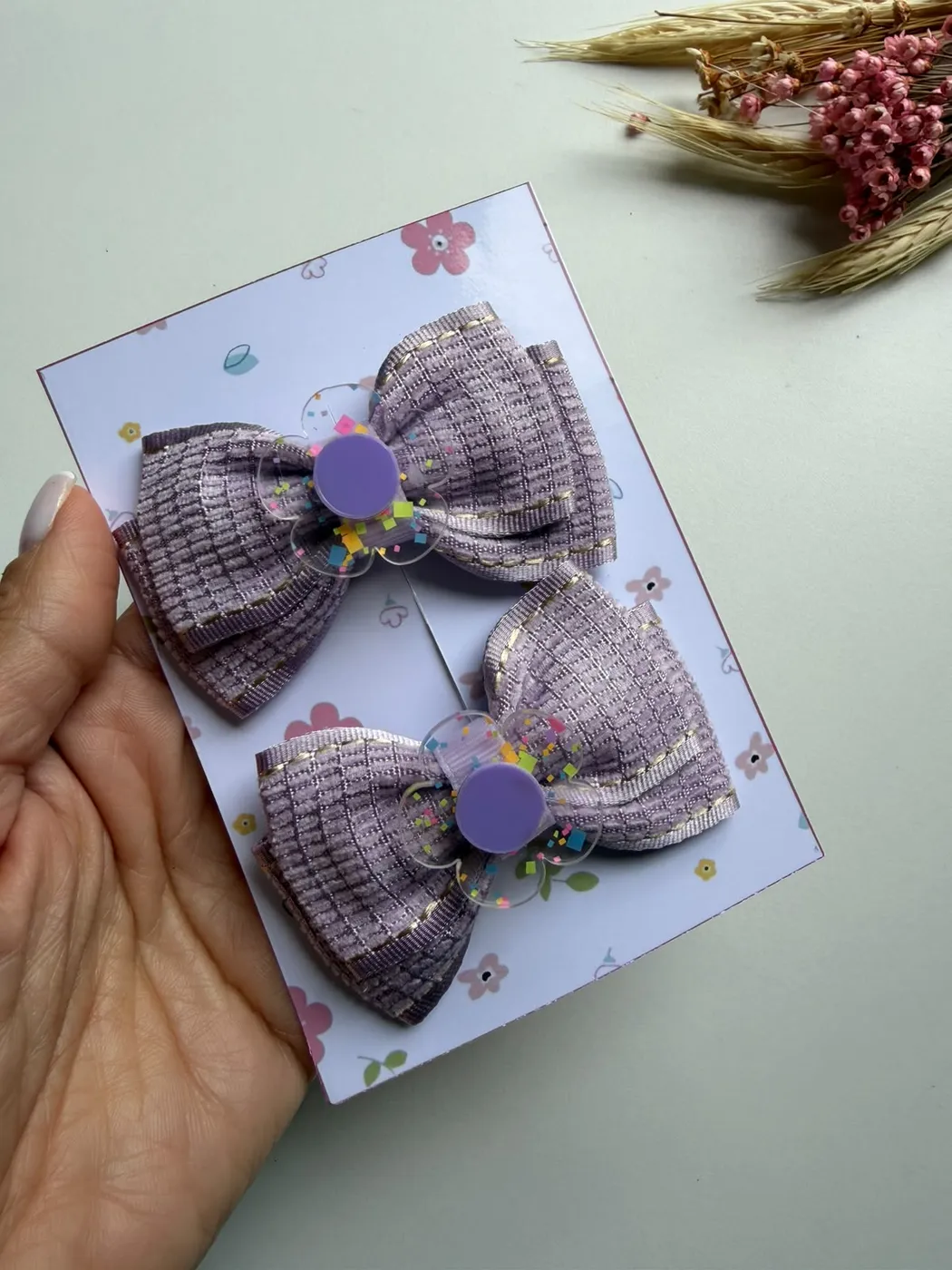 Parzinho Laço Glitter Lilás