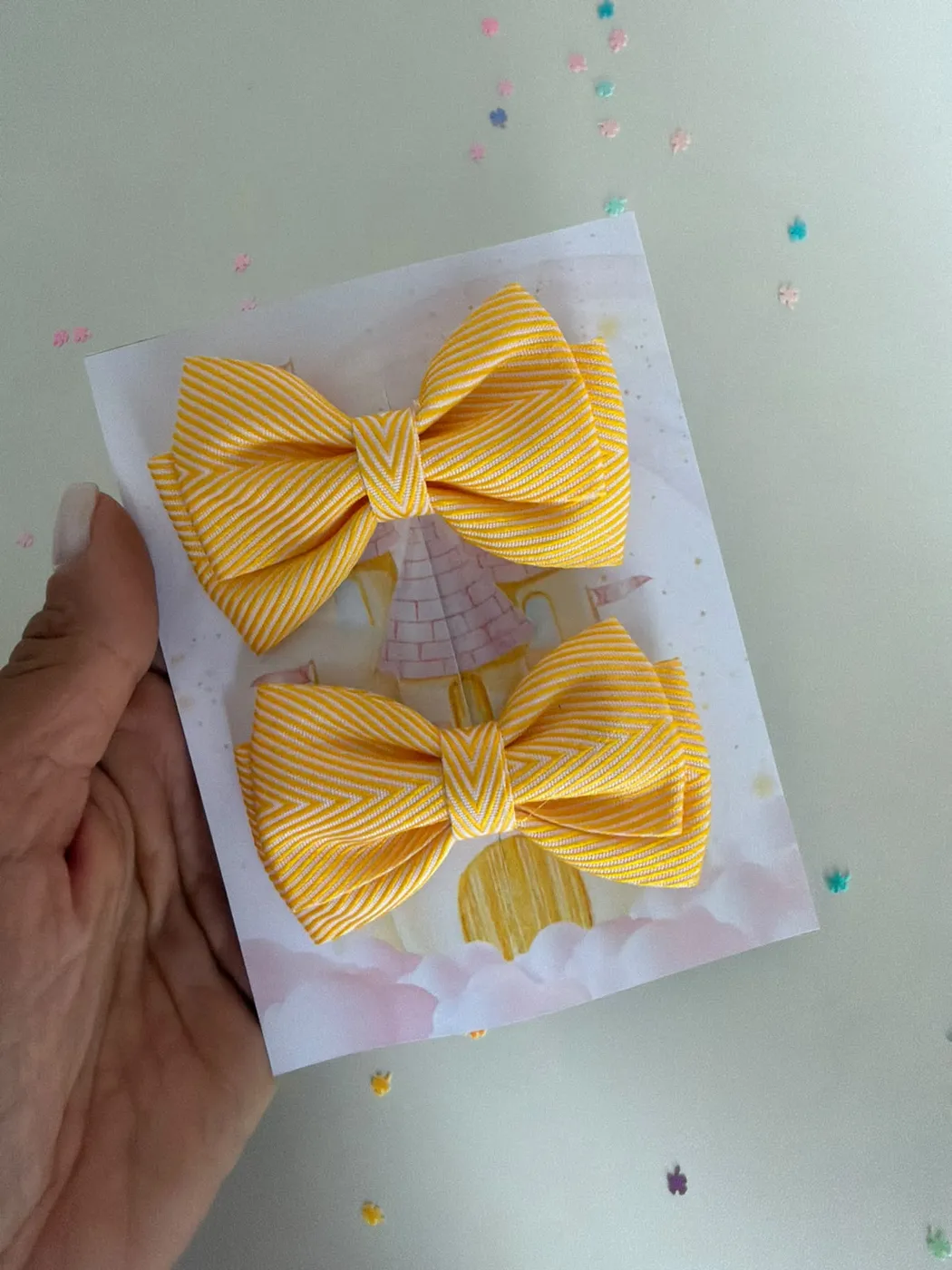 Parzinho Laço Canelado Amarelo