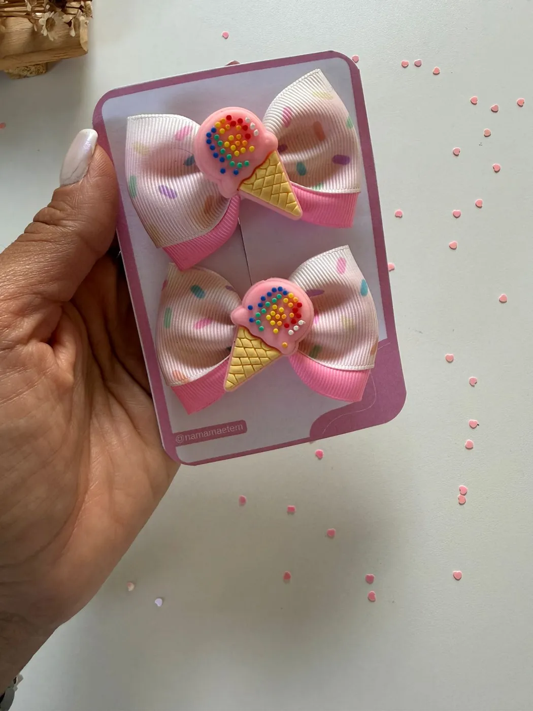 Parzinho Laço Sorvete Rosa