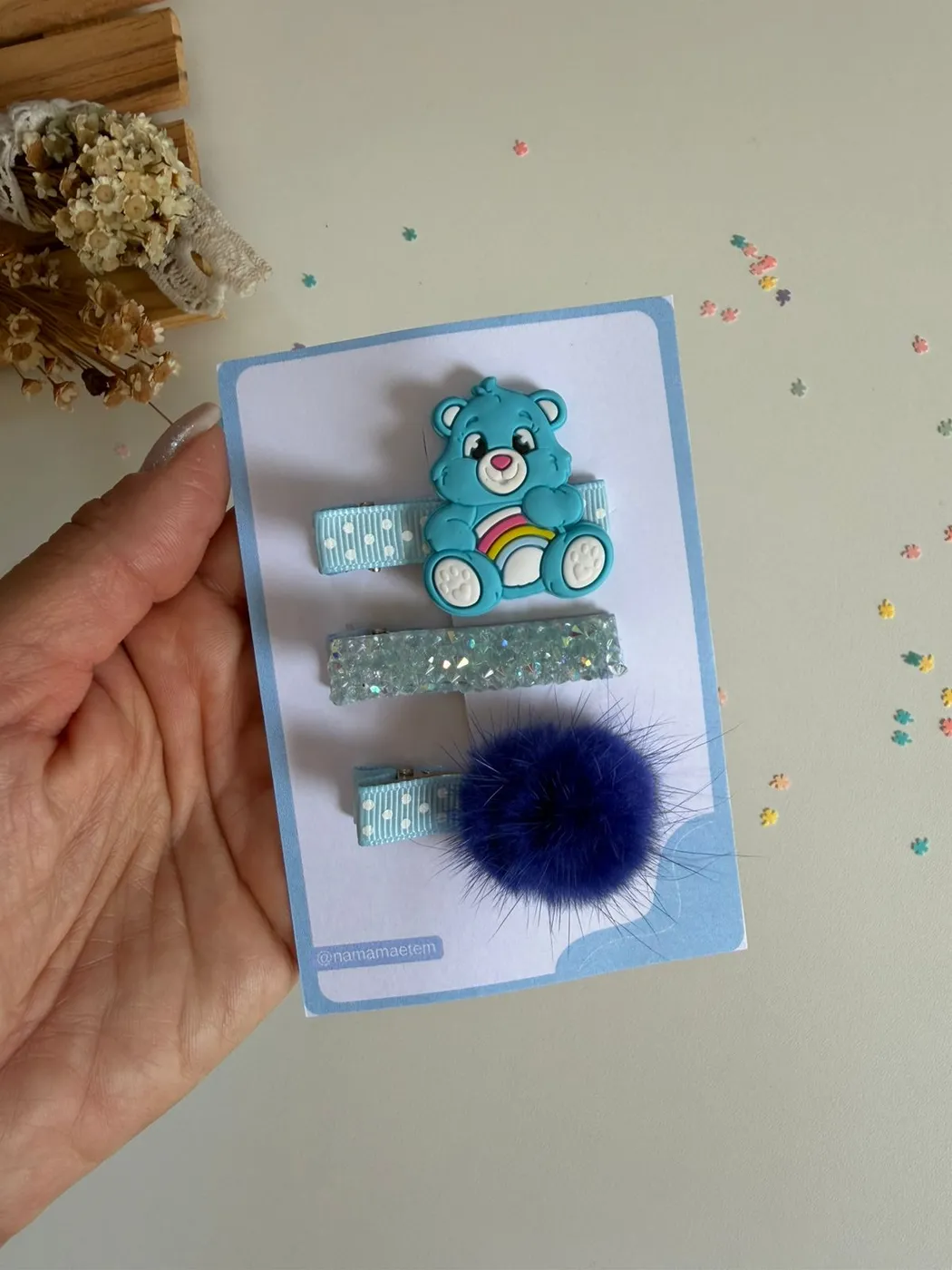 Kit Hairclips Ursinho Carinhoso Azul
