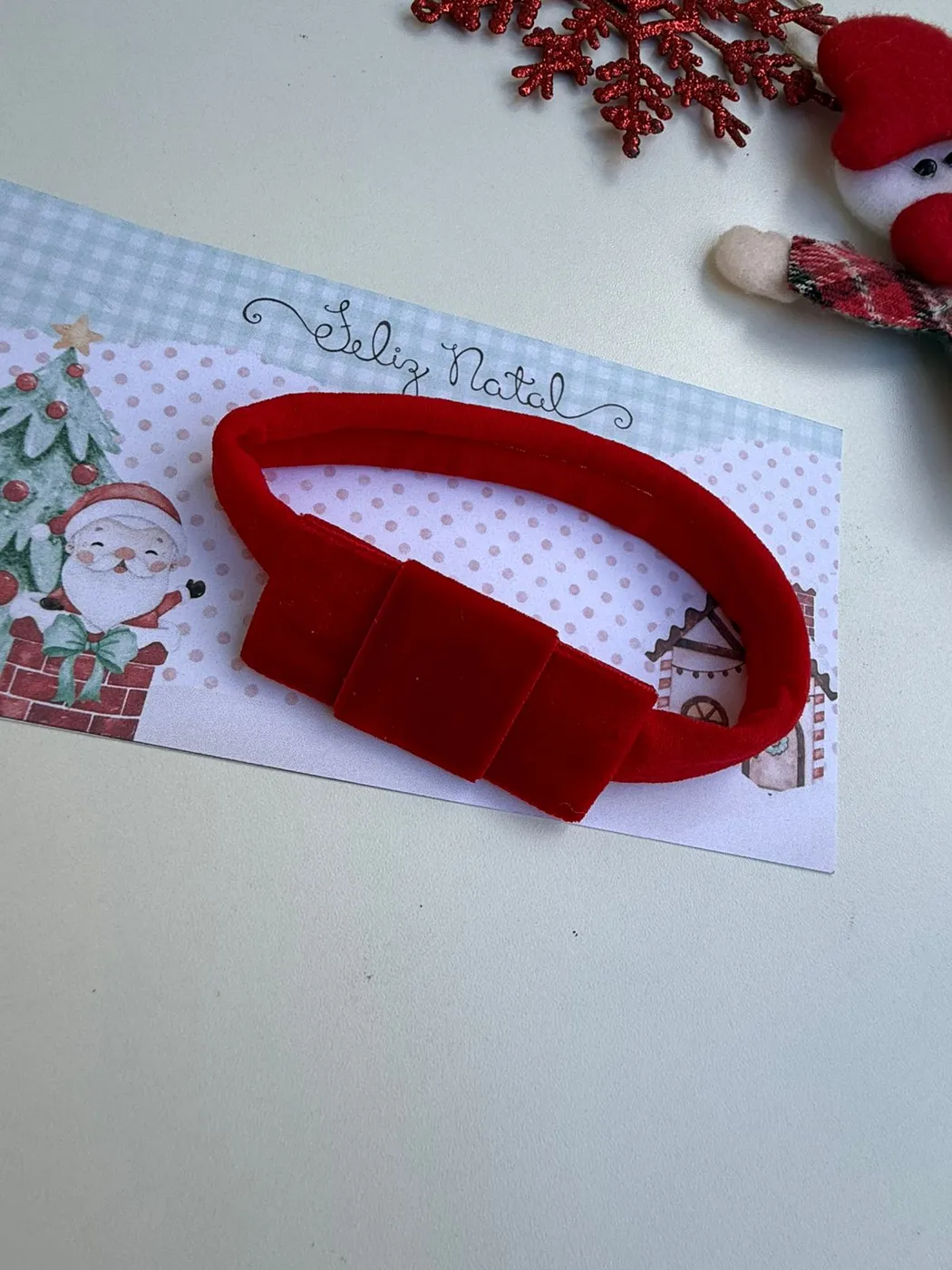 Faixinha de Bebê Laço Veludo Vermelho