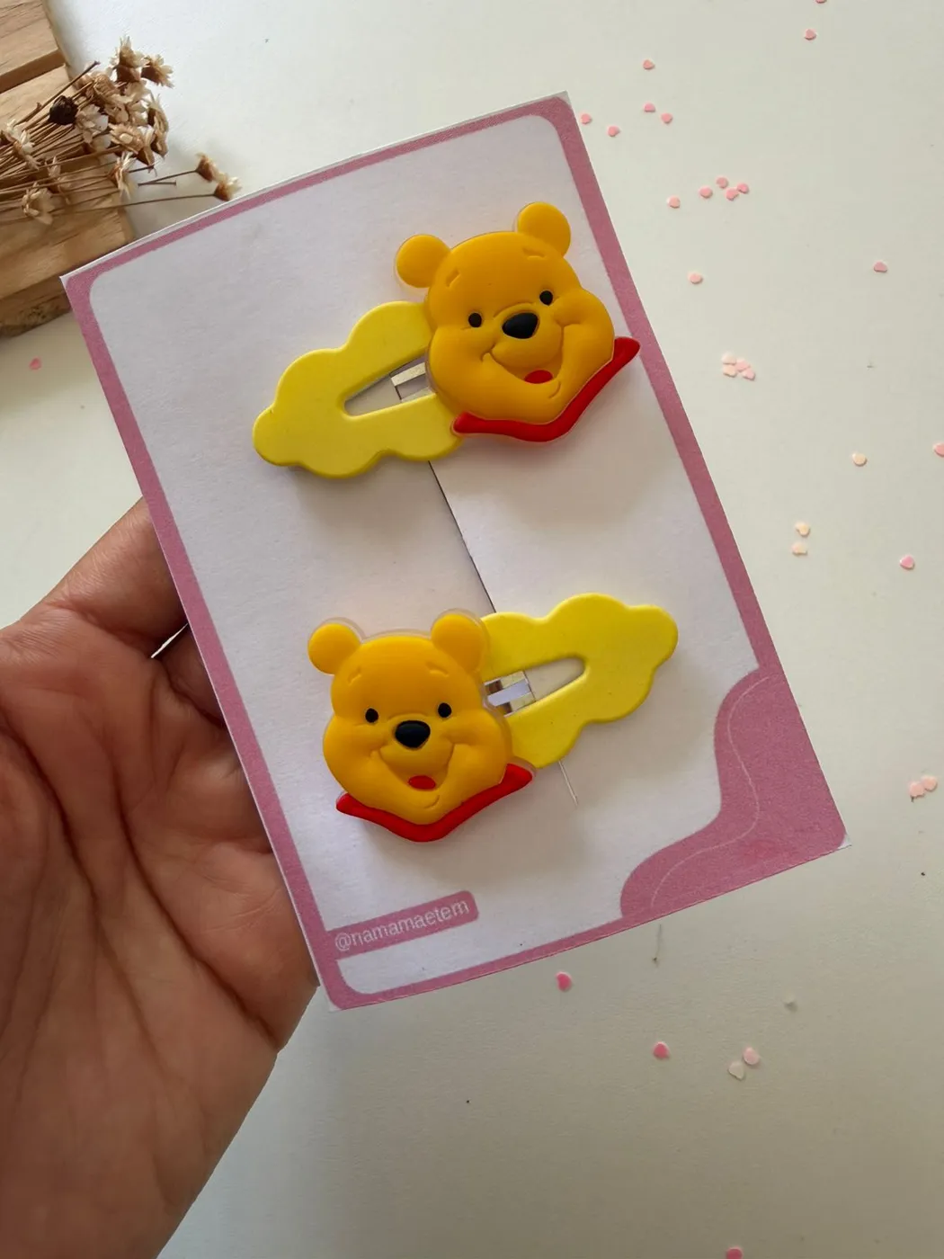 Parzinho Hairclip Ursinho Pooh Amarelo