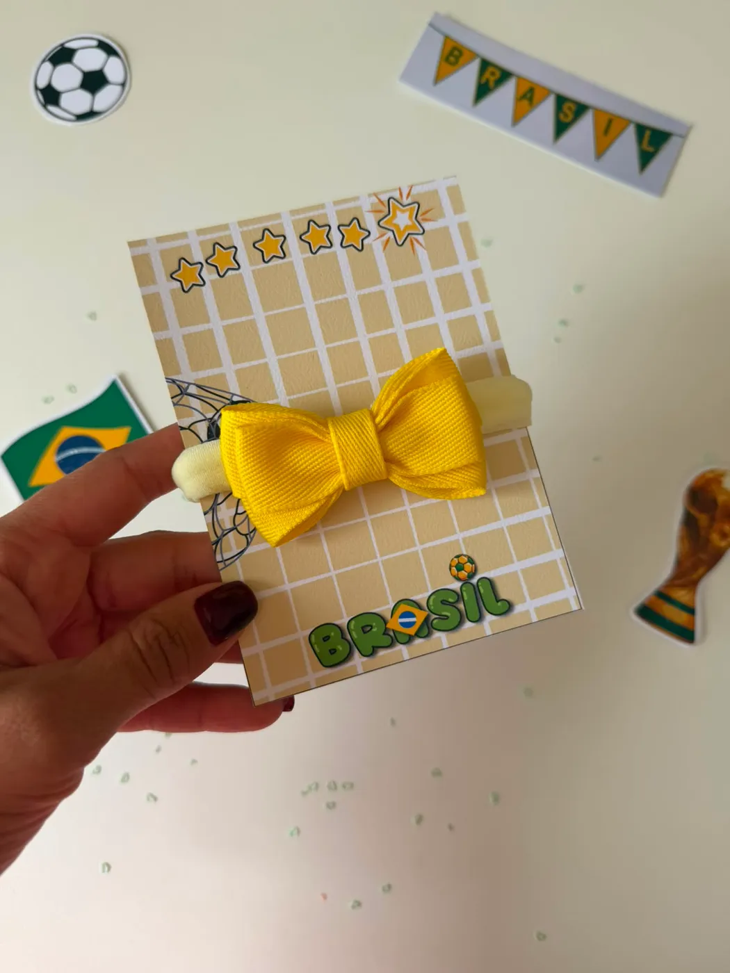 Laço Brasil Amarelo com Elástico