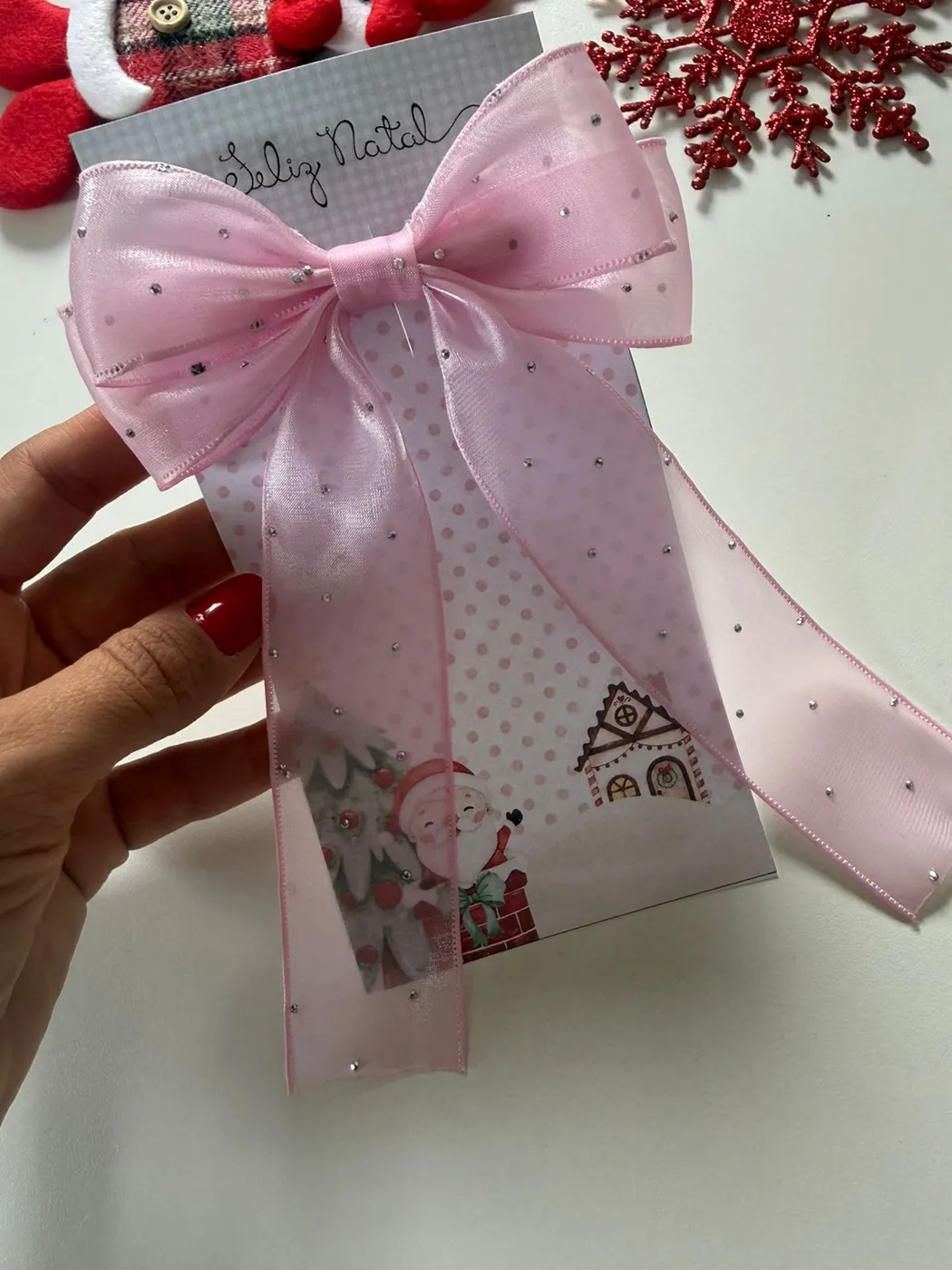 Laço com Pontas Organza Rosa