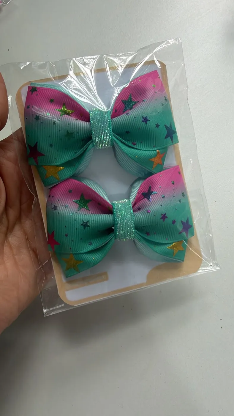 Parzinho Laço Estrela Verde Degradê