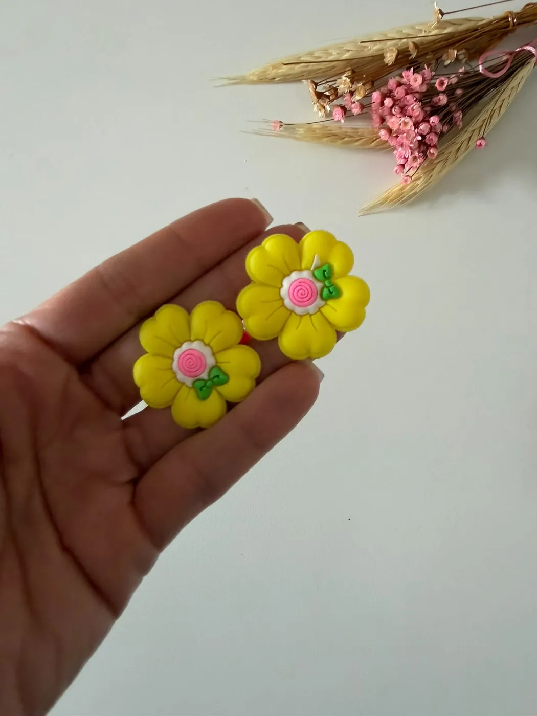 Parzinho Hairclip Flor Amarela