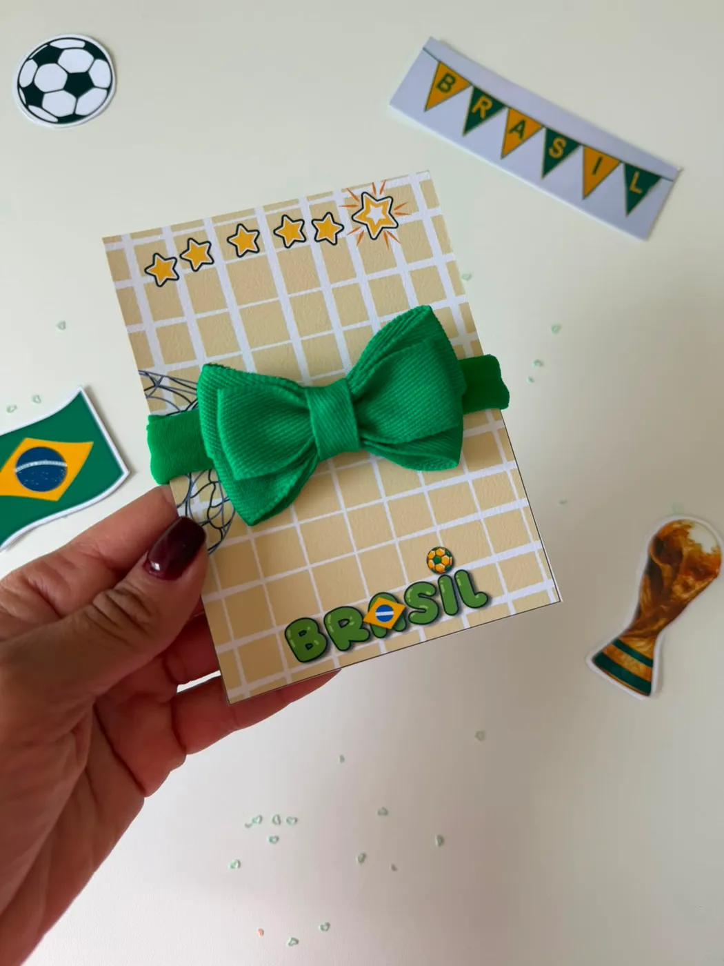 Faixinha de Bebê Laço Verde Brasil