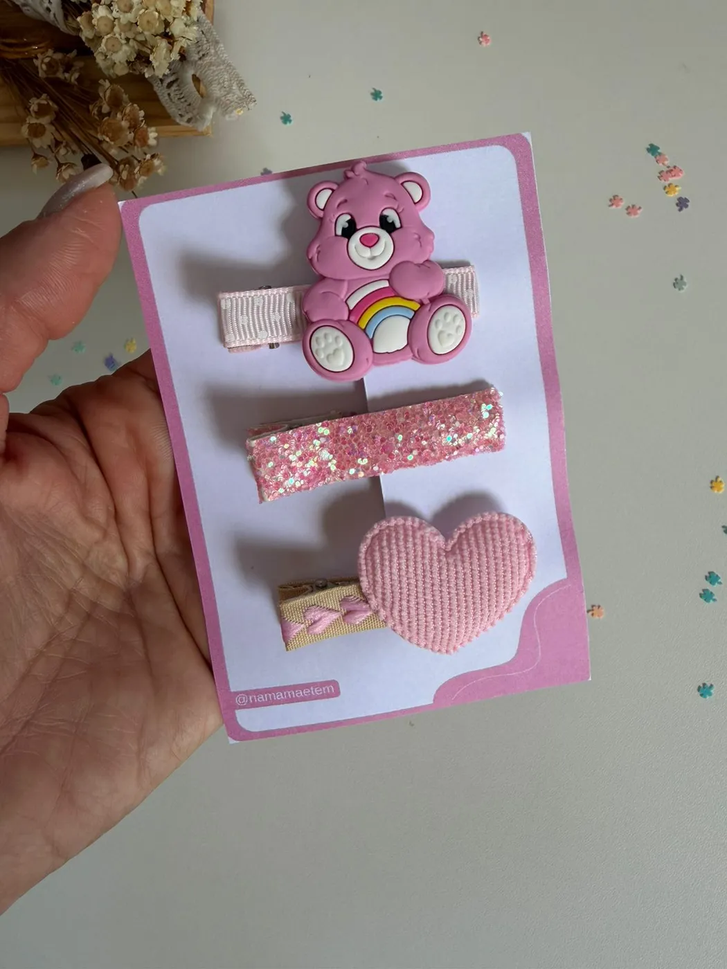 Kit Hairclips Ursinho Carinhoso Rosa
