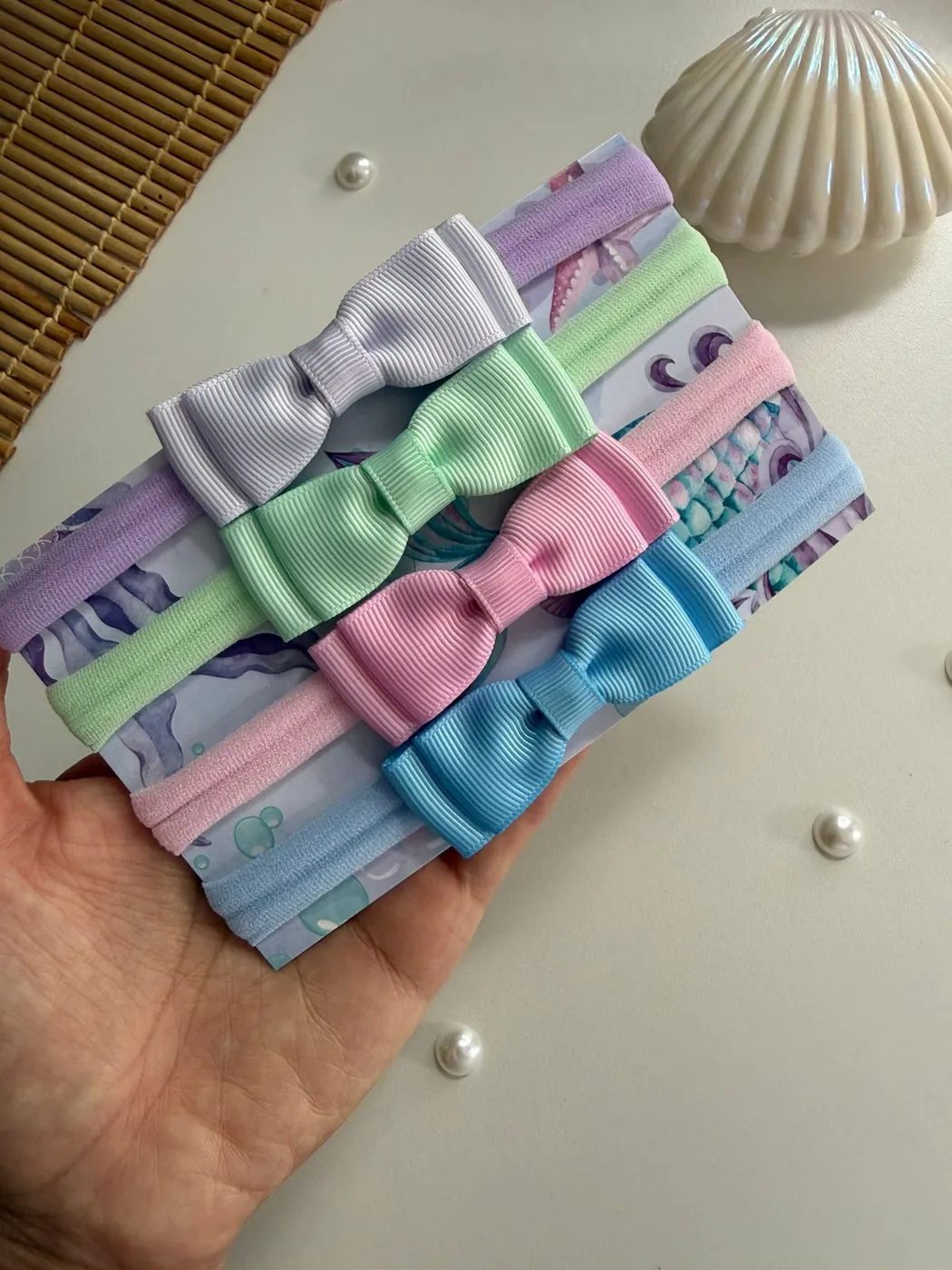 Kit Faixinhas Laço Sereia Pastel