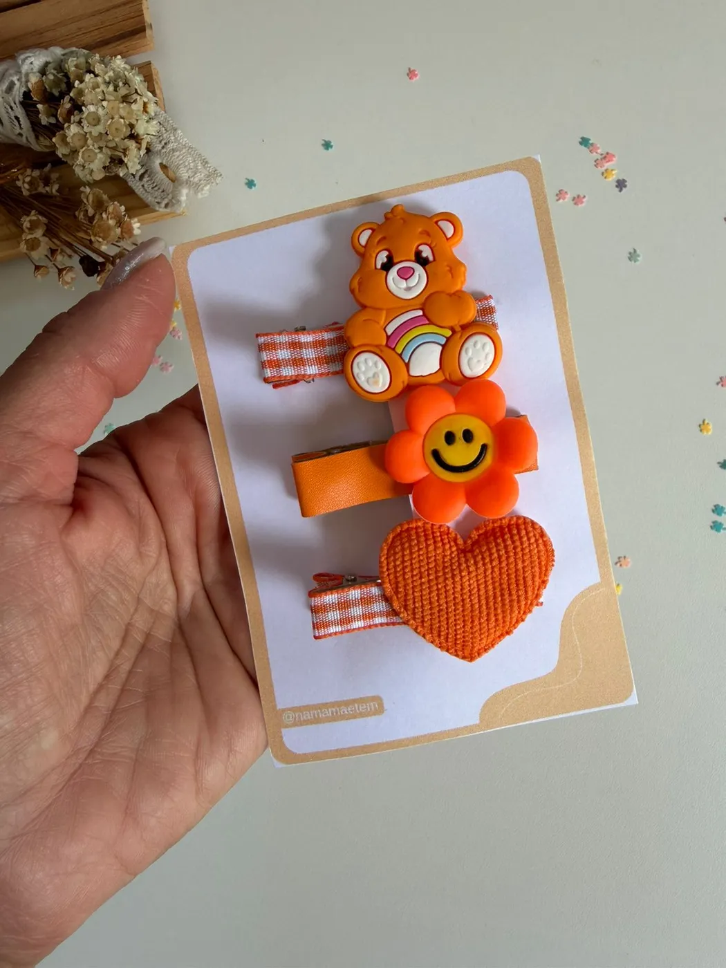 Kit Hairclips Ursinho Carinhoso Laranja