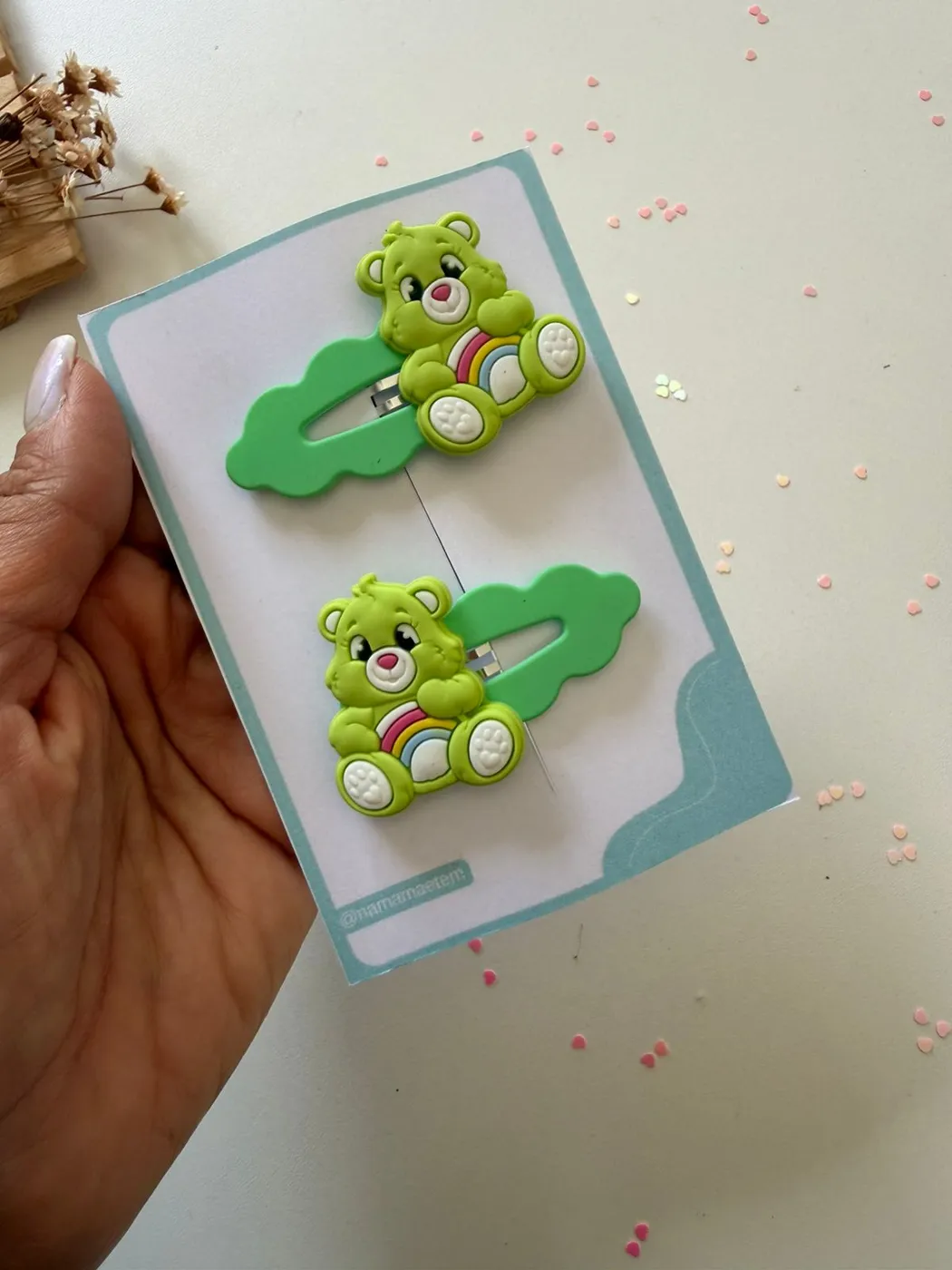 Parzinho Hairclip Ursinho Carinhoso Verde
