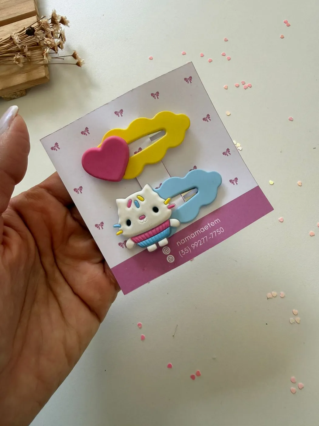 Kit Hairclips Gabby Coração e Gatinho