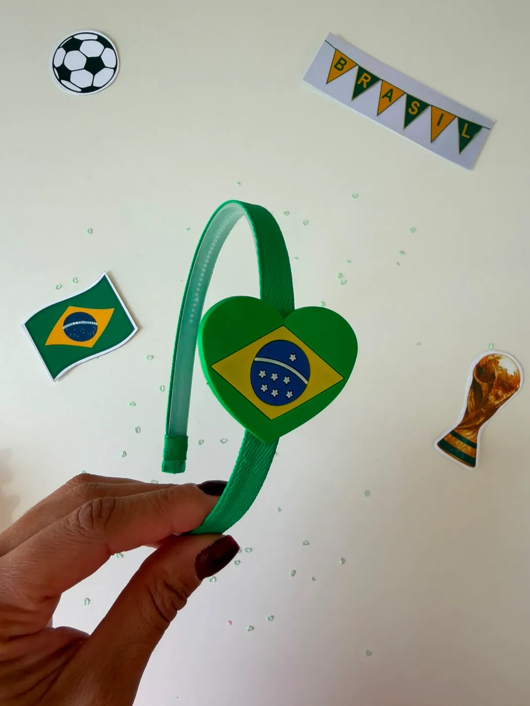 Tiara Coração Bandeira do Brasil Verde