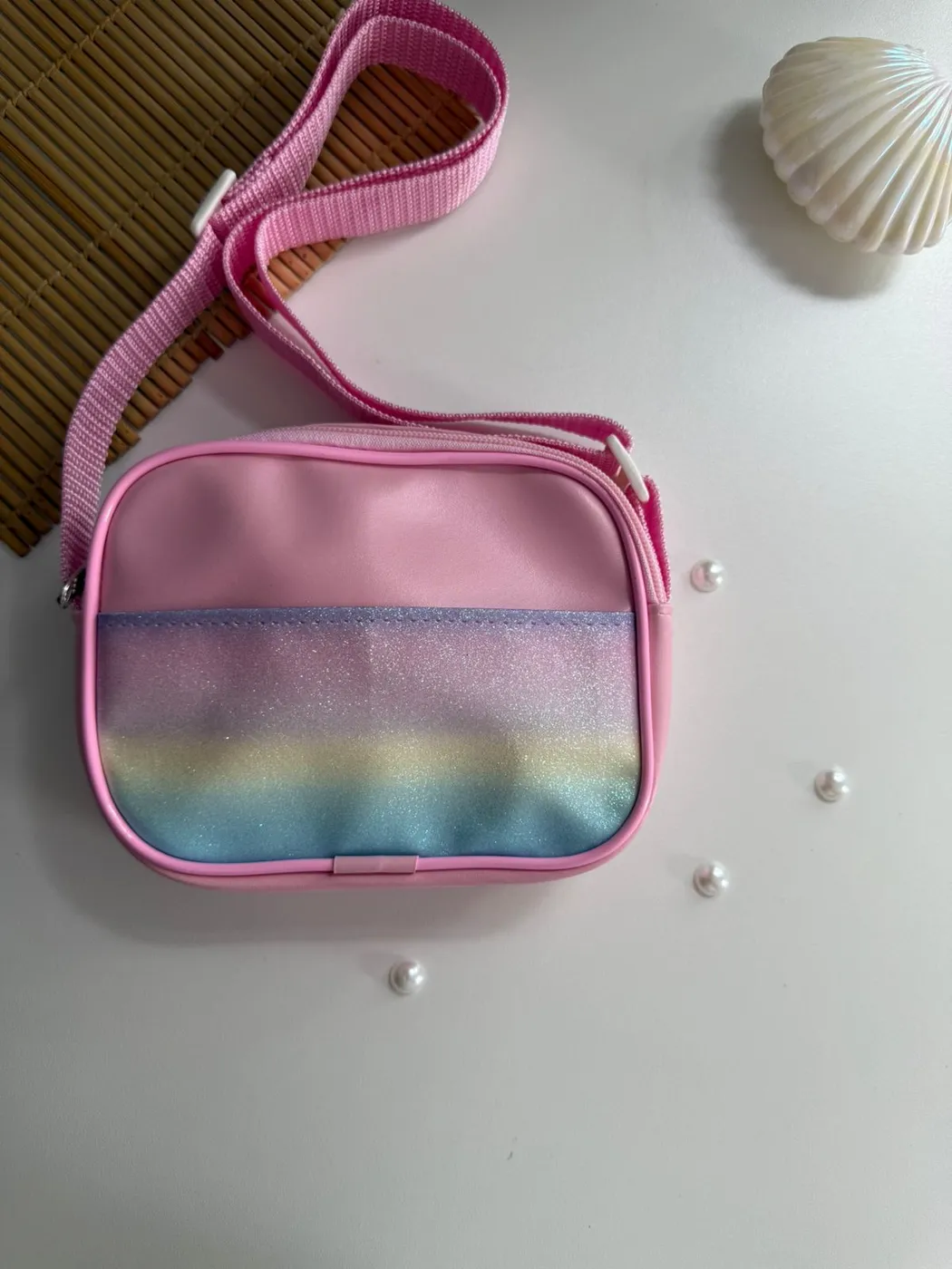 Bolsa Transversal Arco-Íris Glitter
