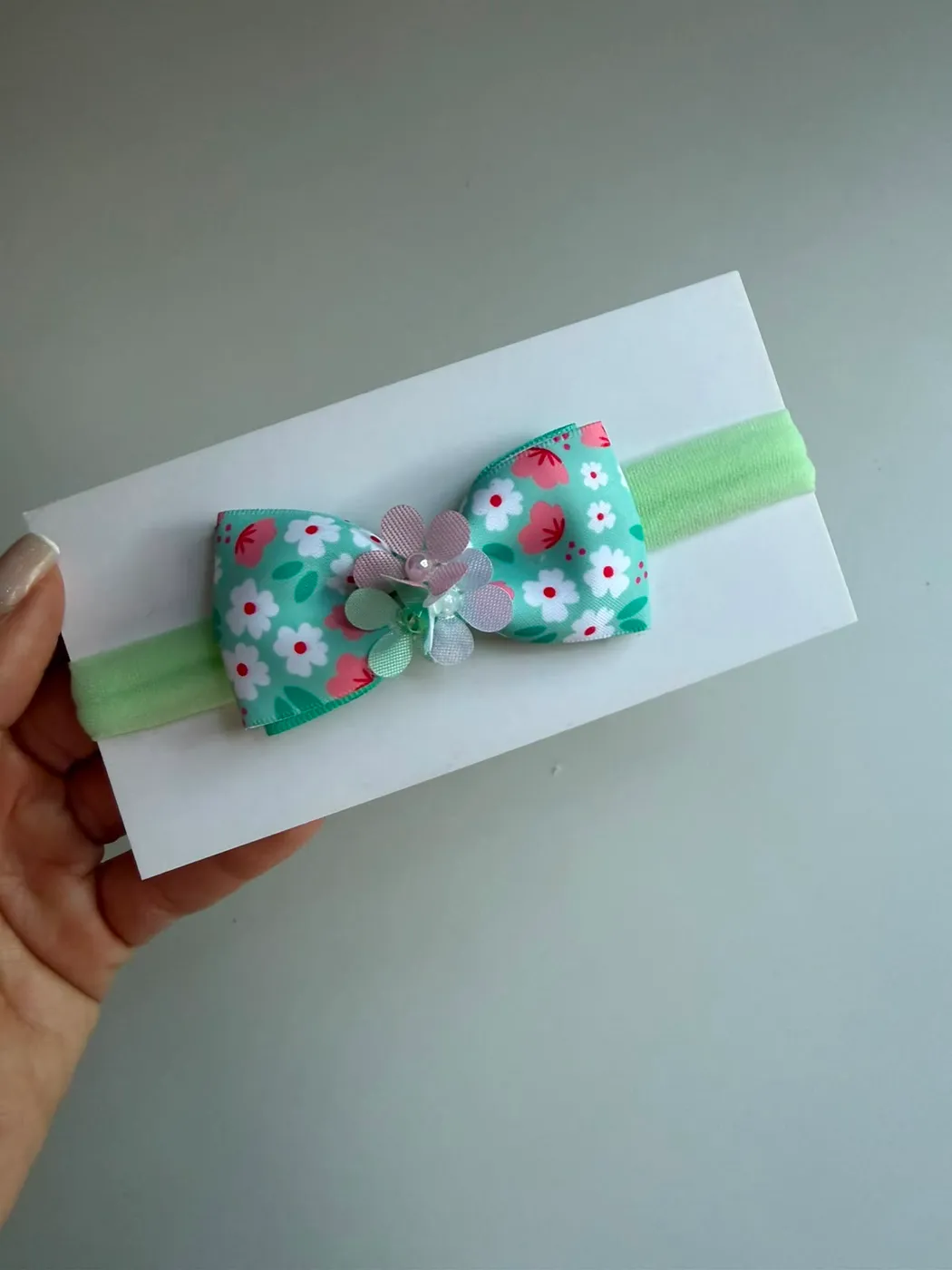 Faixinha de Bebê Floral Verde Água