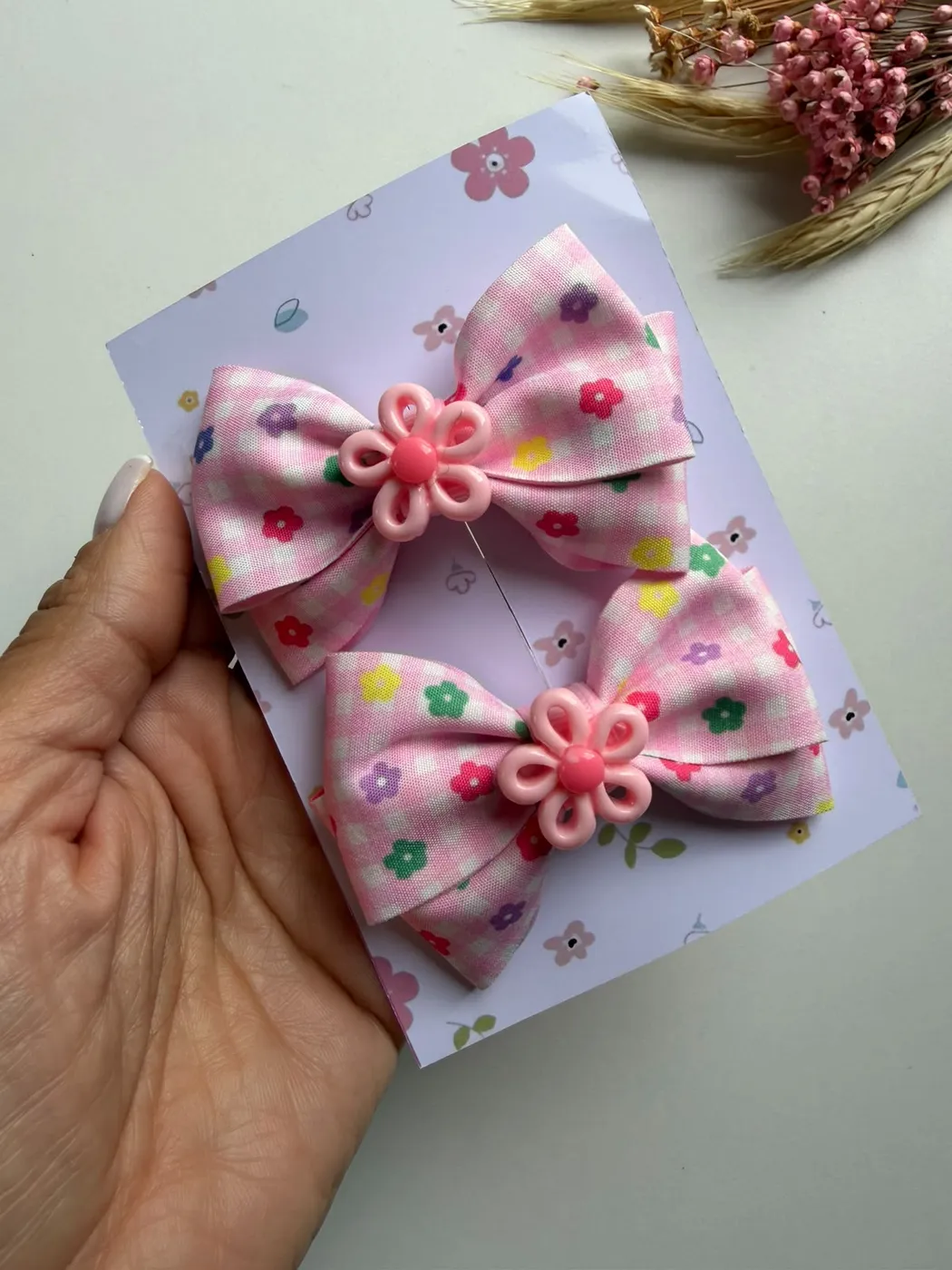 Parzinho Laço Floral Rosa Flor Rosinha