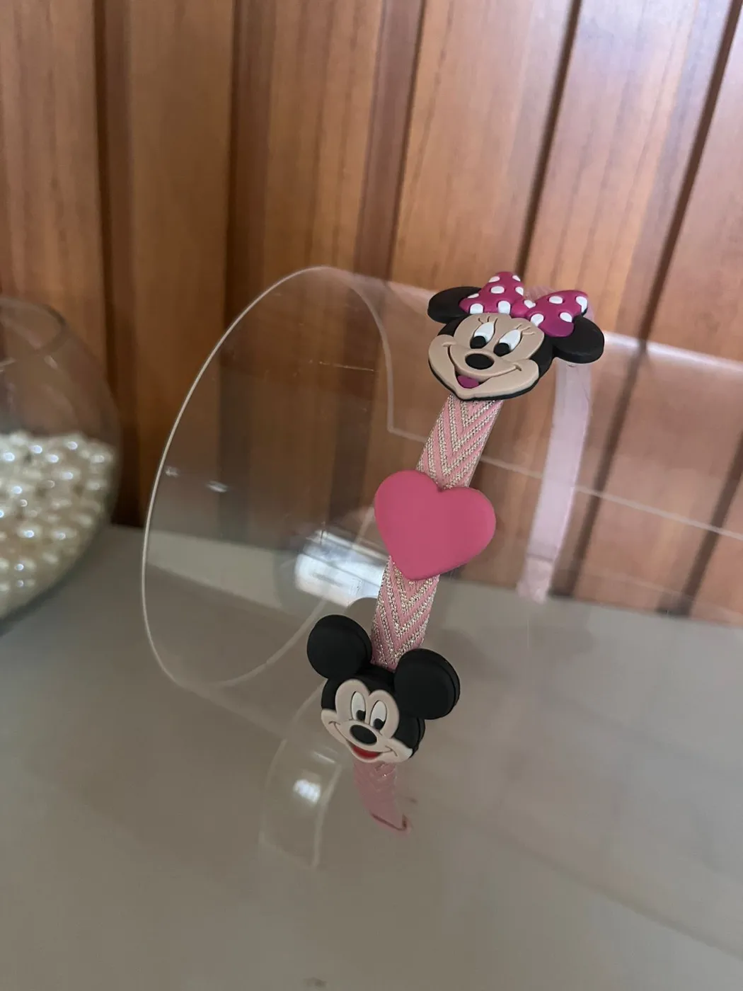 Tiara Mickey e Minnie com Coração Rosa