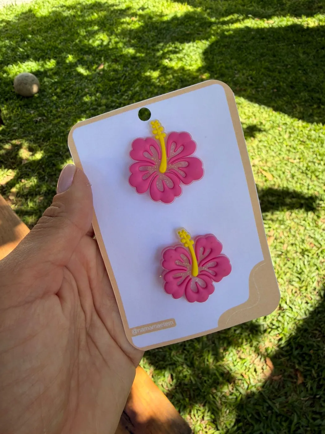 Par de Hairclips Hibisco Pink