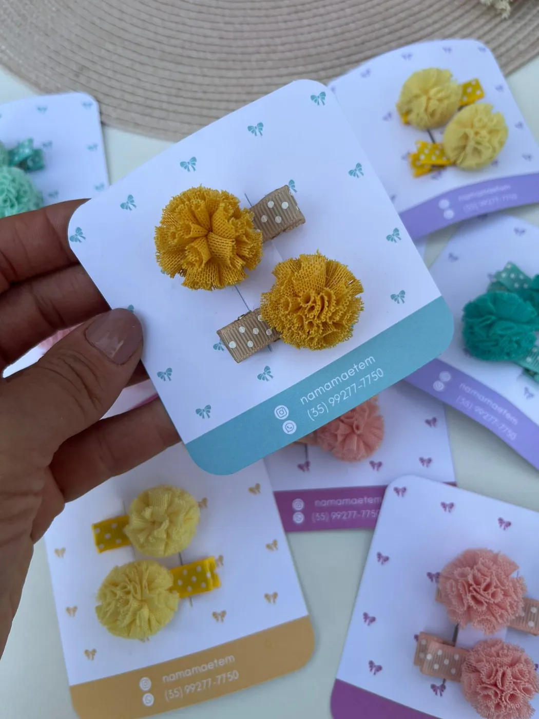 Parzinho Hairclip Flor de Tule Mostarda
