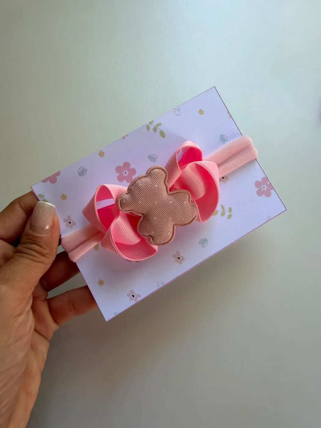 Faixinha de Bebê Ursinho Rosa