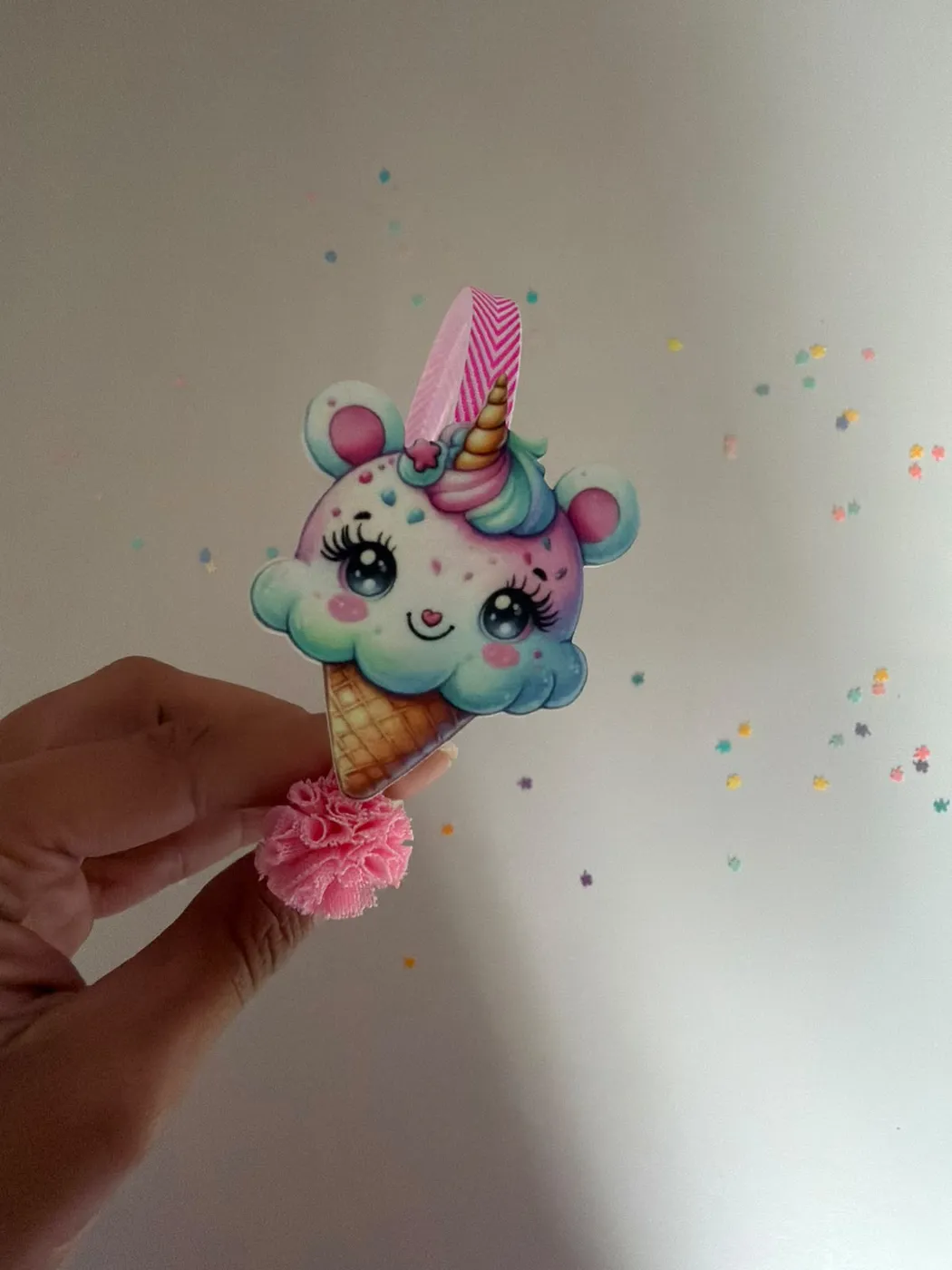 Tiara Unicórnio Sorvete com Pompom