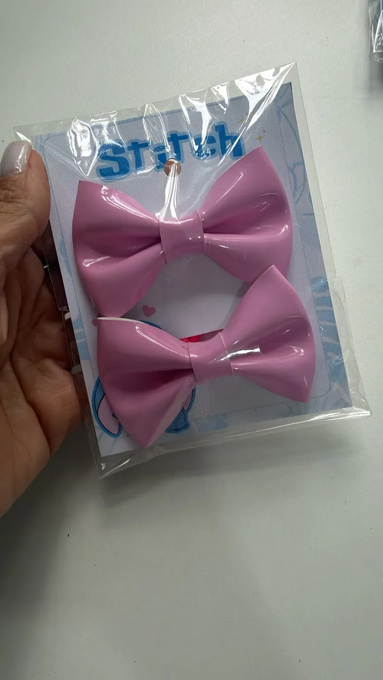 Parzinho Laço Vinil Rosa