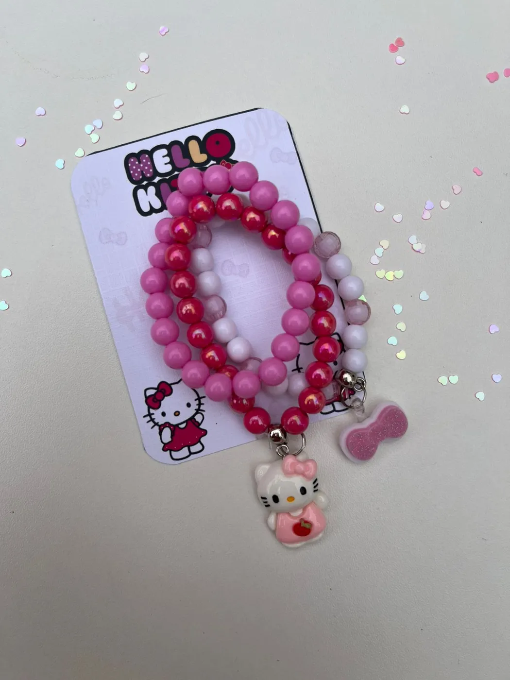 Kit Pulseiras Hello Kitty Pink com Pingente