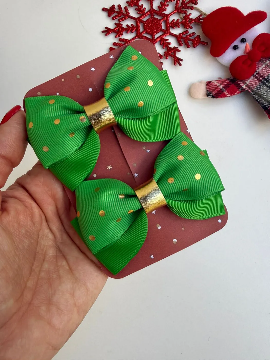 Parzinho Laço Verde Natal com Dourado