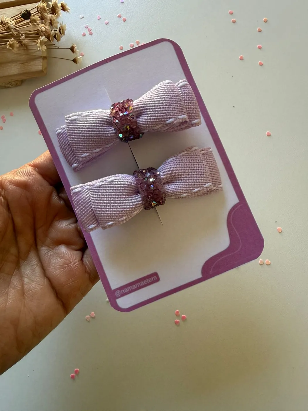 Parzinho Laço Lilás com Glitter