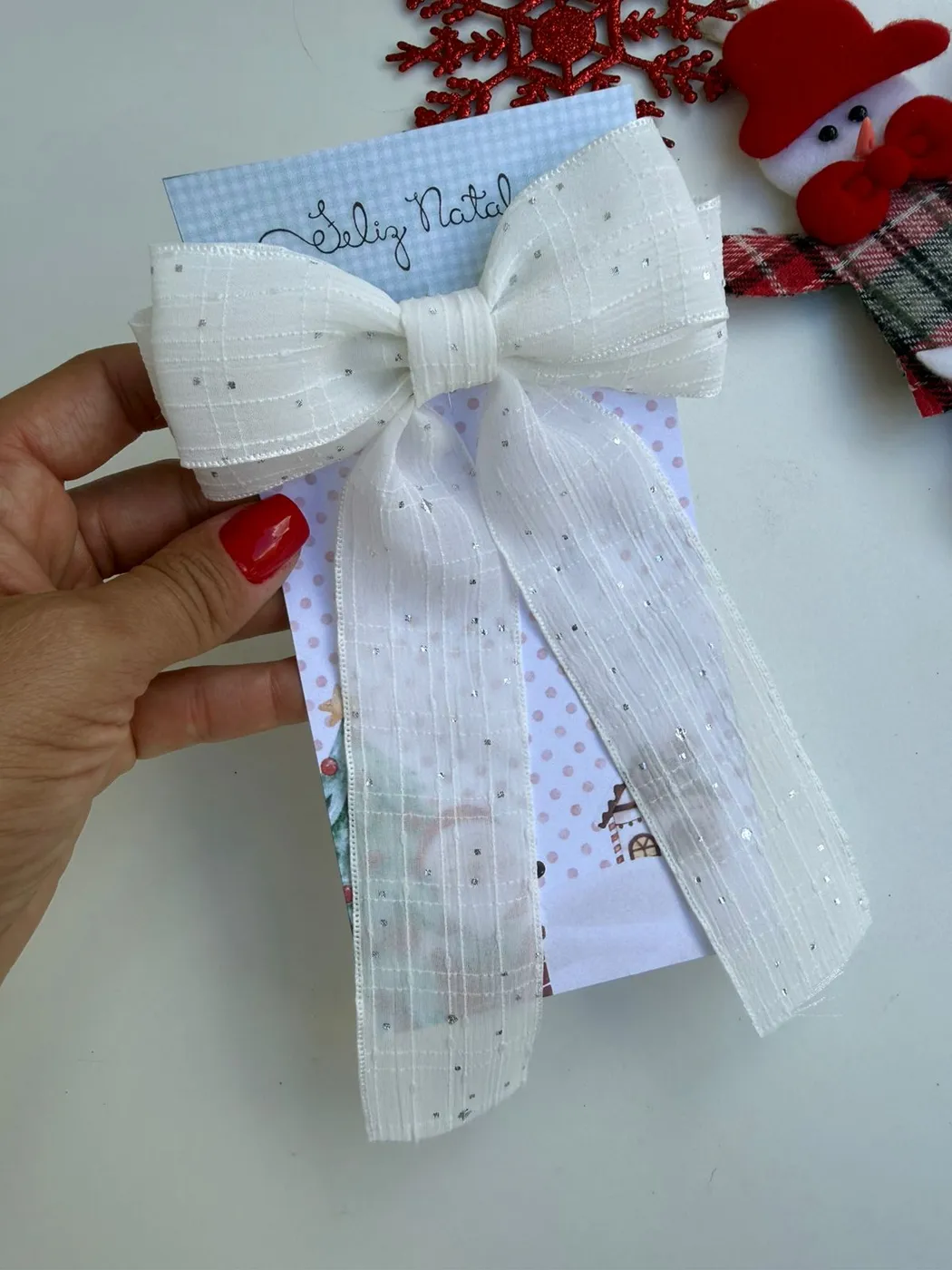 Laço com Pontas Branco com Brilho