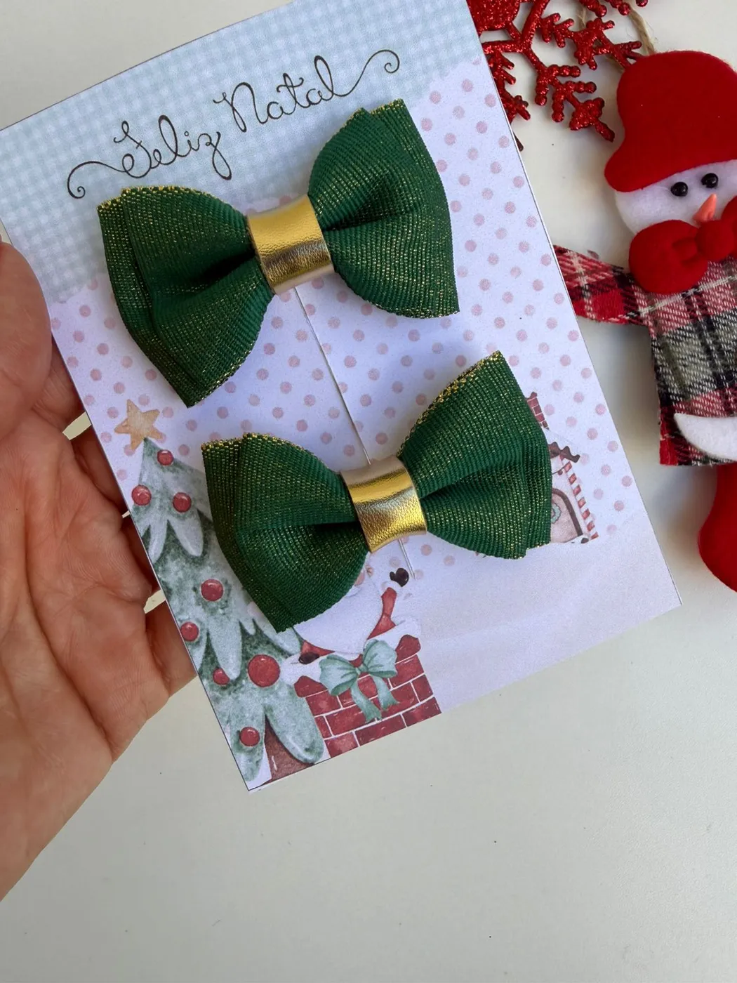 Parzinho Laço Verde Tule Natal