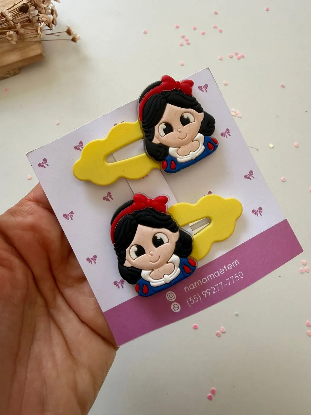 Parzinho Hairclip Branca de Neve Amarelo